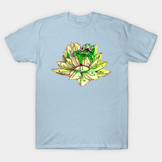 Peaceful Lotus Frog T-Shirt by Light Girl Design